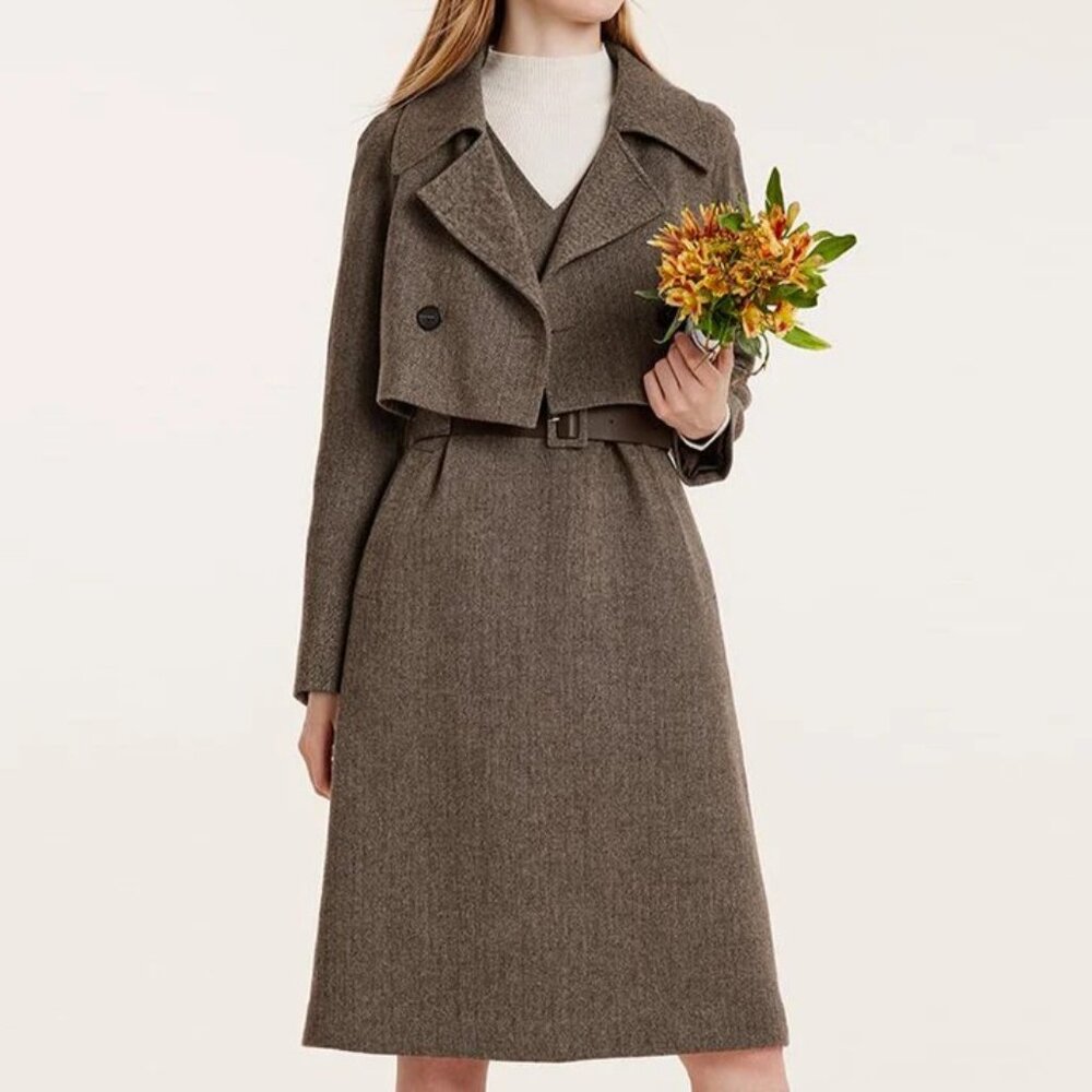 Goelia Washable Wool Crop Jacket And Vest Dress Suit